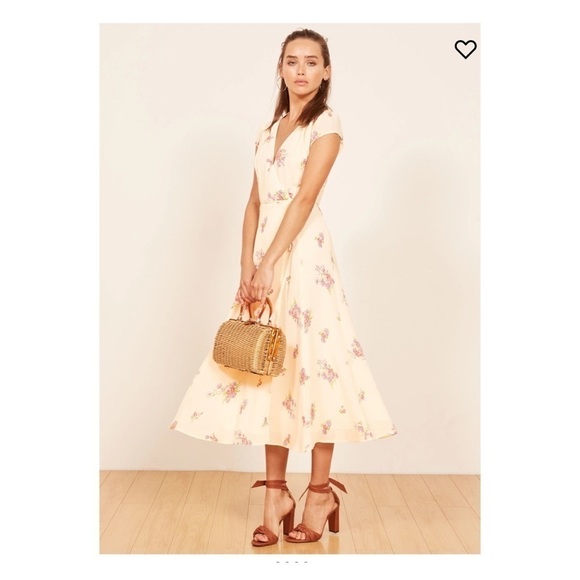 REFORMATION Carina Floral Cap Sleeve Wrap Midi Dress Pink XS - Picture 7 of 11